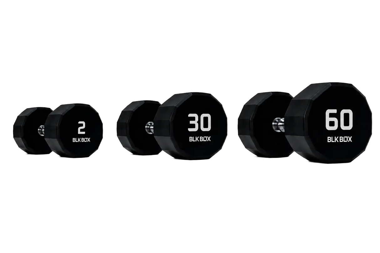 BLK BOX 12 Sided Urethane Dumbbell Set - (2-60kg) (30 pairs)