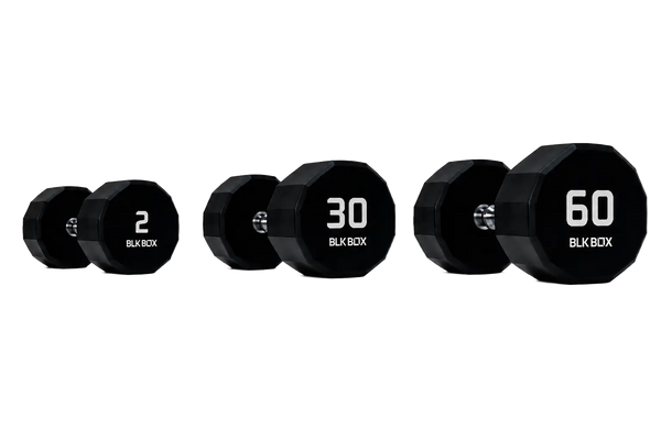 BLK BOX 12 Sided Urethane Dumbbell Set - (2-60kg) (30 pairs)