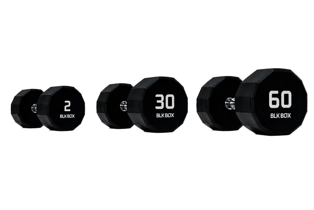 BLK BOX 12 Sided Urethane Dumbbell Set - (2-60kg) (30 pairs)