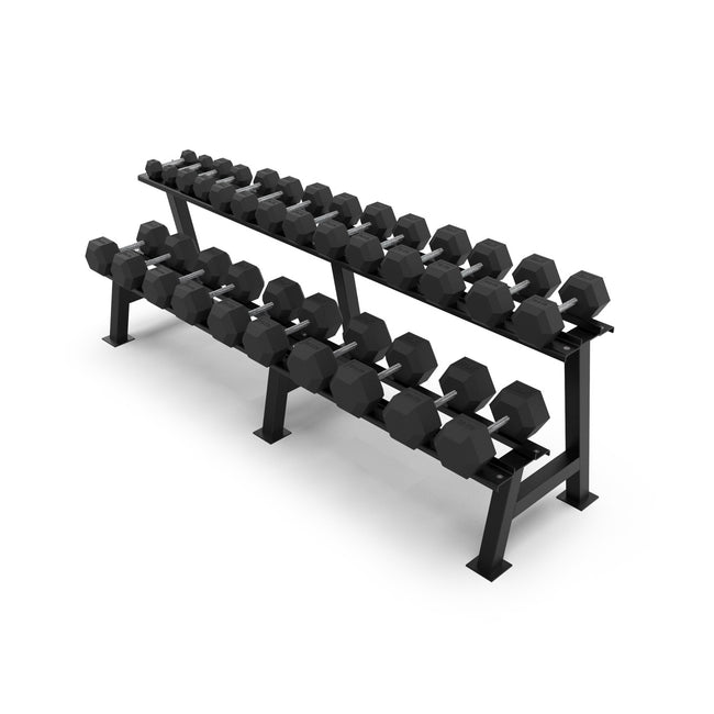 BLK BOX 2 Tier Hex Dumbbell Rack with 2.5-30kg Hex Dumbbell Set