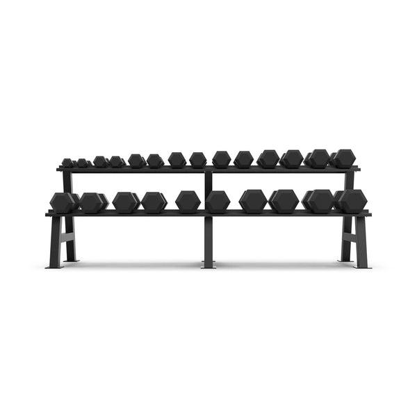 BLK BOX 2 Tier Hex Dumbbell Rack with 2.5-30kg Hex Dumbbell Set