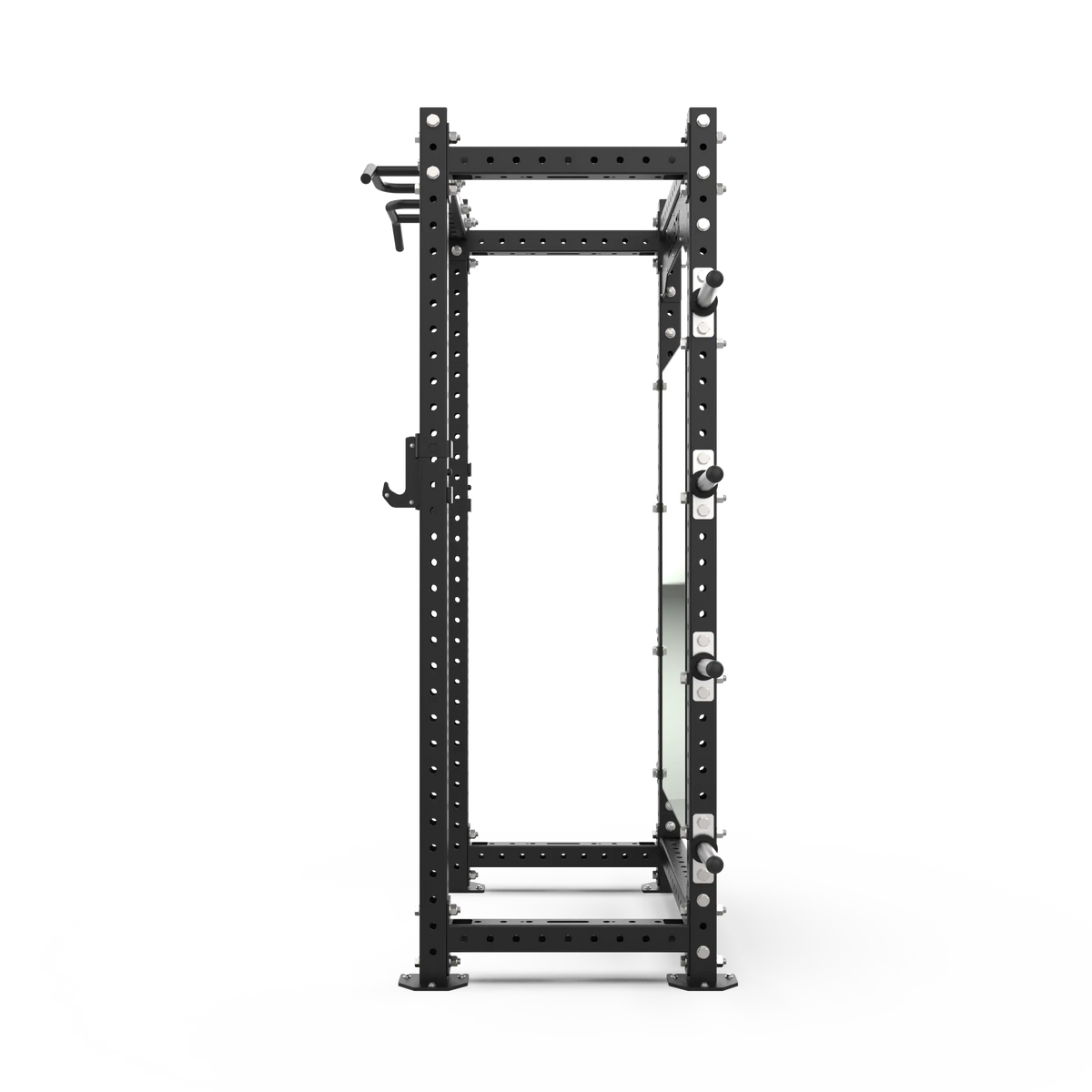 BLK BOX Mirror Attachment with Brackets on rack side view