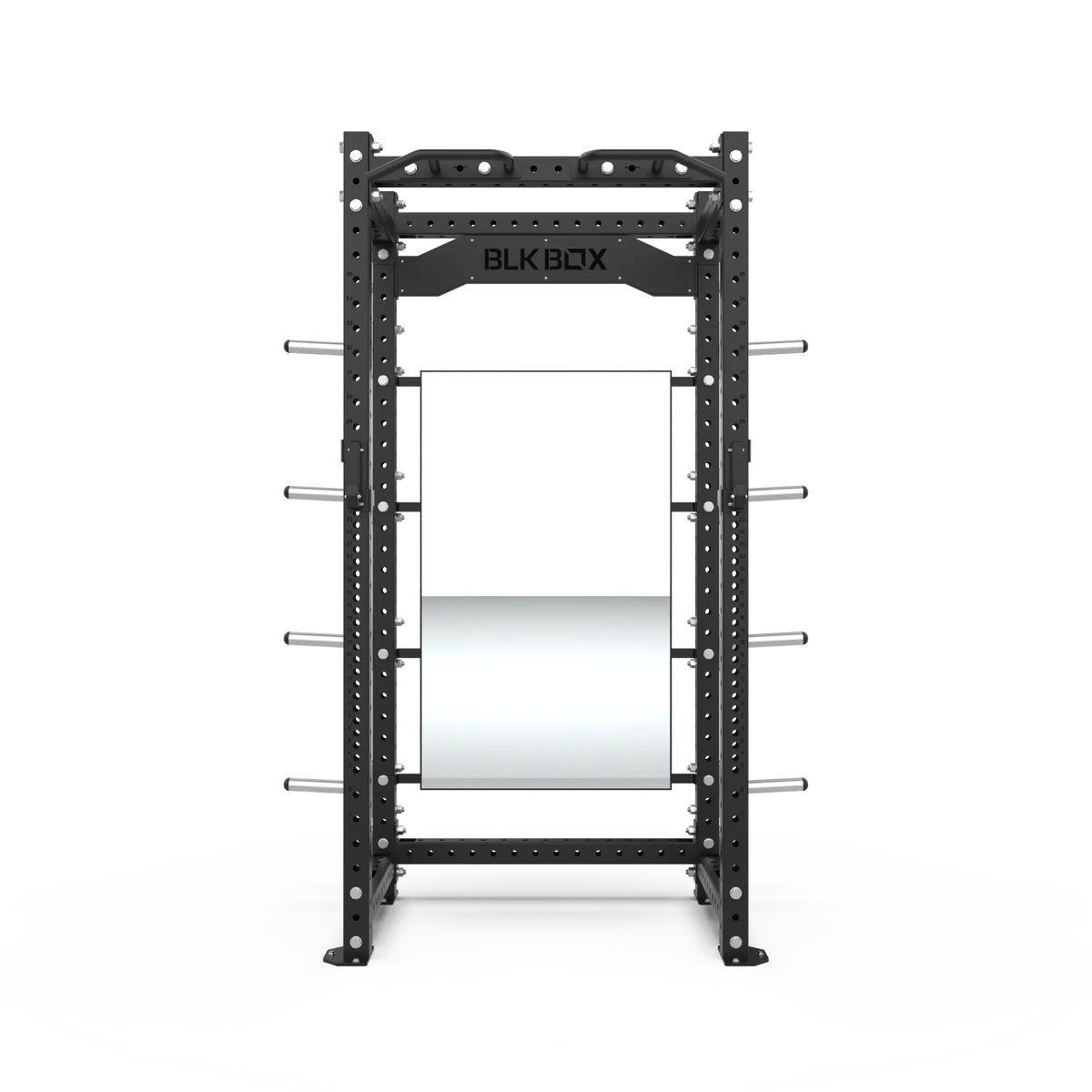 BLK BOX Mirror Attachment with Brackets on rack front view