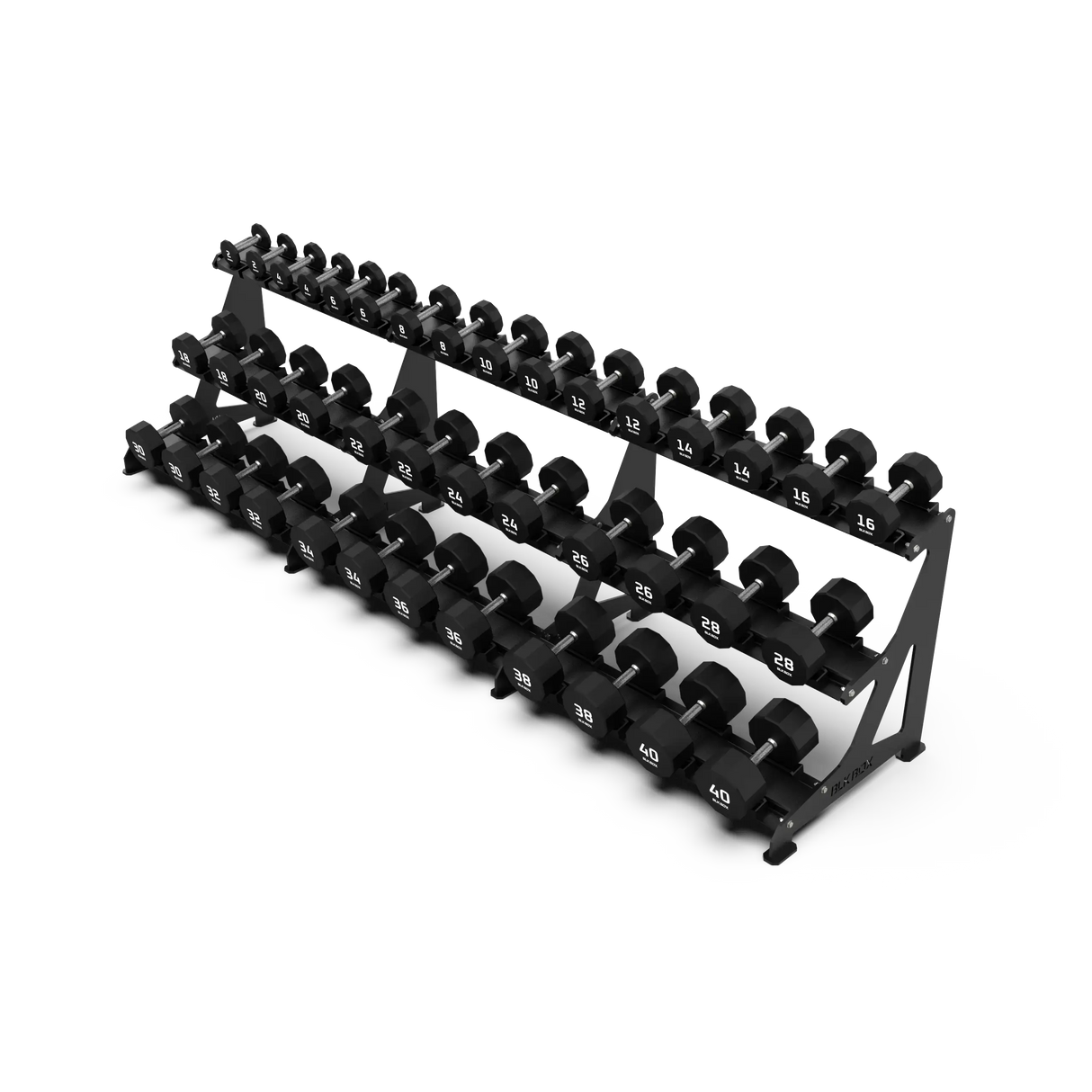 BLK BOX Premium 3 Tier Dumbbell Rack 40kg high angle