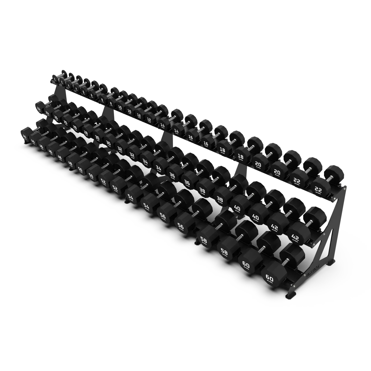 BLK BOX Premium 3 Tier Dumbbell Rack 60kg high angle