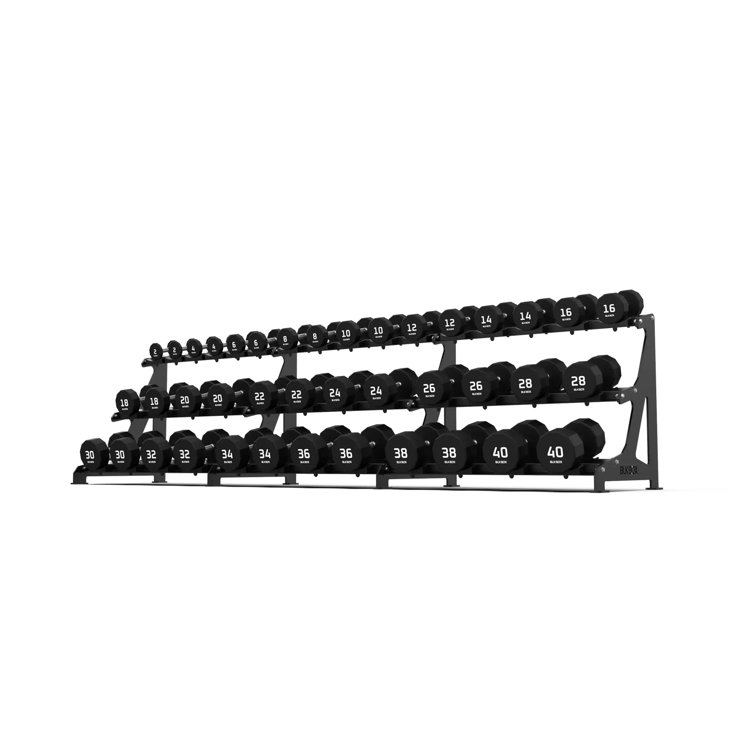 BLK BOX Premium 3 Tier Dumbbell Rack 40kg angle