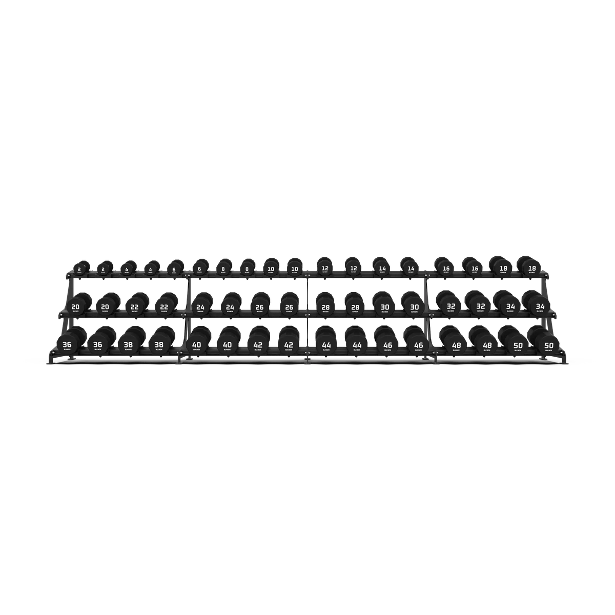 BLK BOX Premium 3 Tier Dumbbell Rack 50kg front angle