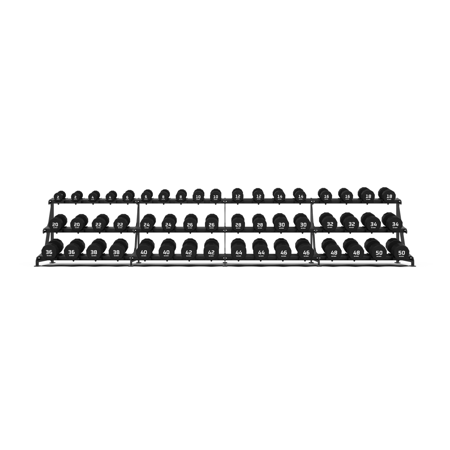 BLK BOX Premium 3 Tier Dumbbell Rack 50kg front angle