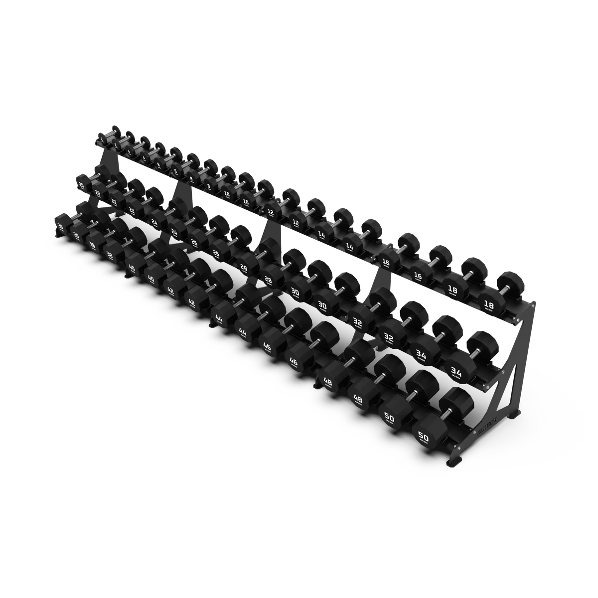 BLK BOX Premium 3 Tier Dumbbell Rack 50kg high angle