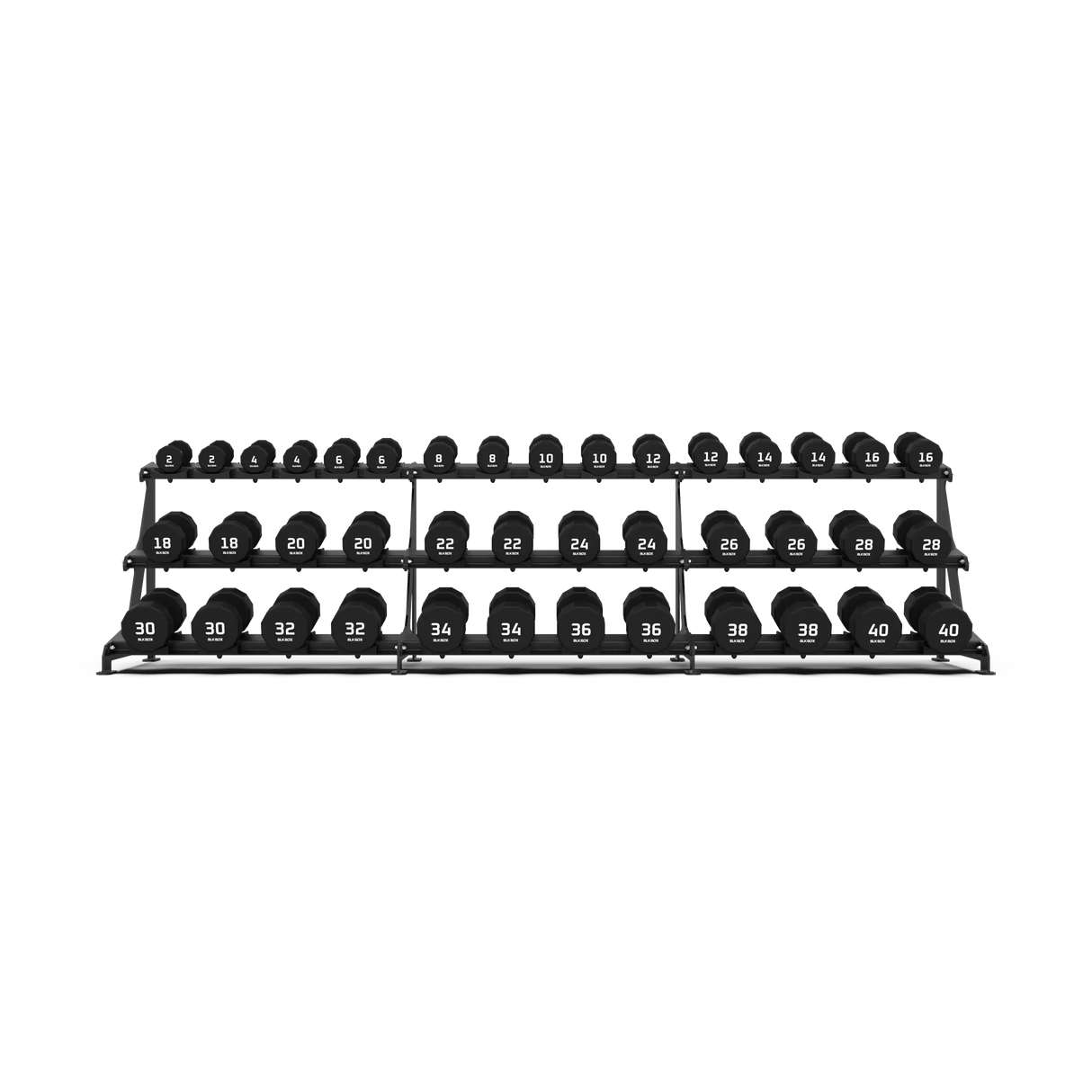 BLK BOX Premium 3 Tier Dumbbell Rack 40kg front angle