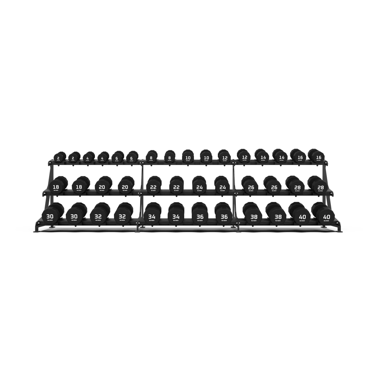 BLK BOX Premium 3 Tier Dumbbell Rack 40kg front angle