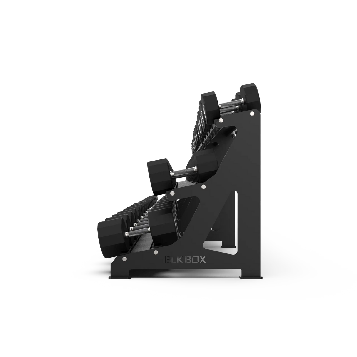 BLK BOX Premium 3 Tier Dumbbell Rack 60kg side angle