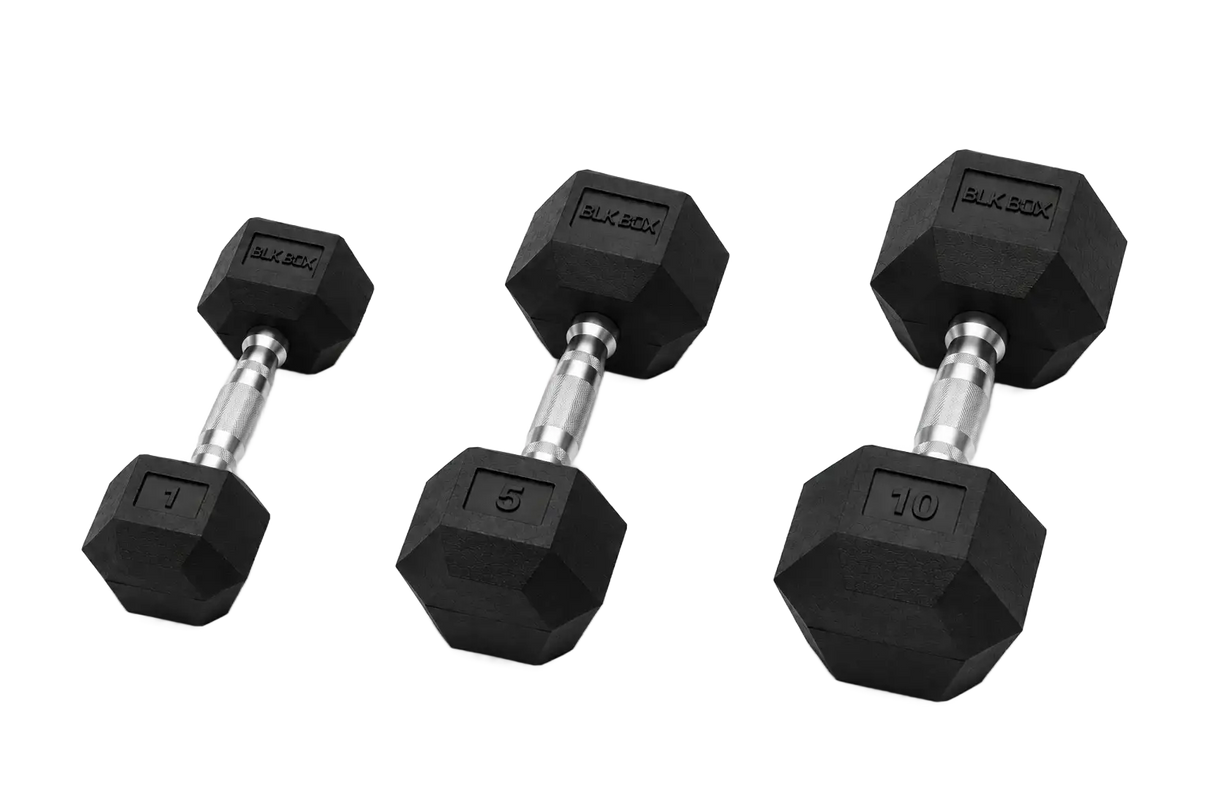BLK BOX Rubber Hex Dumbbell Set: 1kg - 10kg