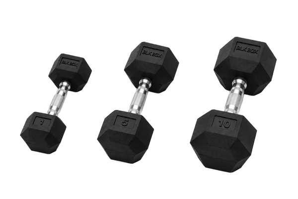 BLK BOX Rubber Hex Dumbbell Set: 1kg - 10kg