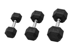 BLK BOX Rubber Hex Dumbbell Set: 2.5kg - 30kg