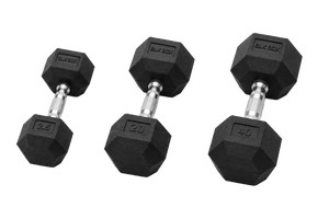 BLK BOX Rubber Hex Dumbbell Set: 2.5kg - 40kg