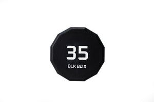 BLK BOX 12 Sided Fixed Barbell – weight markings