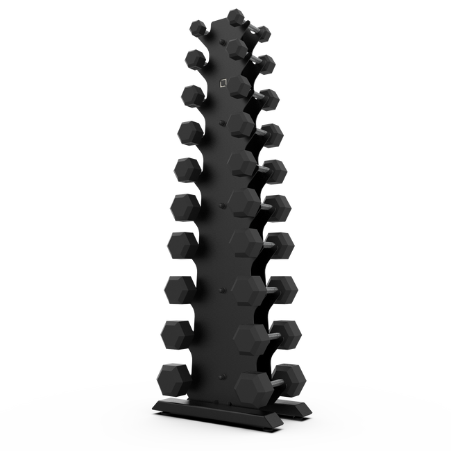 Vertical Dumbbell Rack with Rubber Hex DB Set