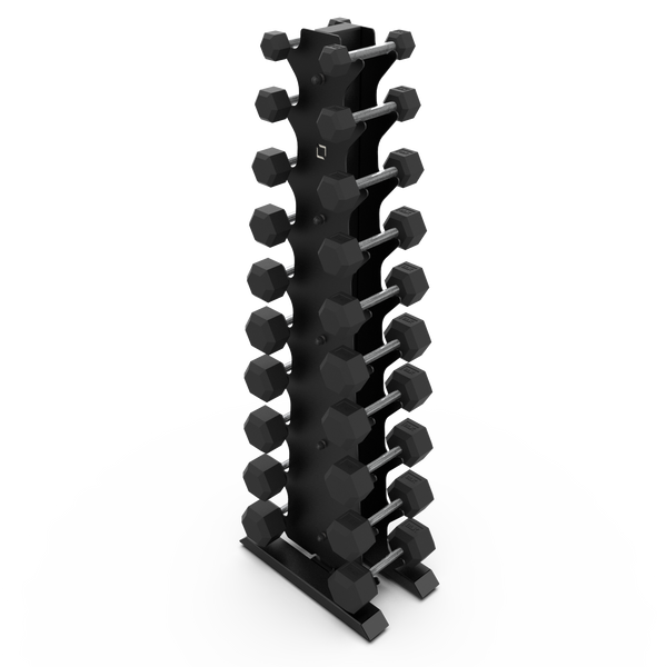 Vertical Dumbbell Rack with Rubber Hex DB Set