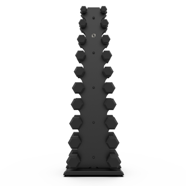 Vertical Dumbbell Rack with Rubber Hex DB Set