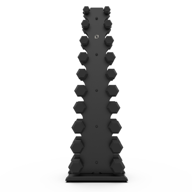 Vertical Dumbbell Rack with Rubber Hex DB Set