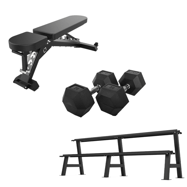 Adjustable Bench & Hex Dumbbell Set | BLK BOX