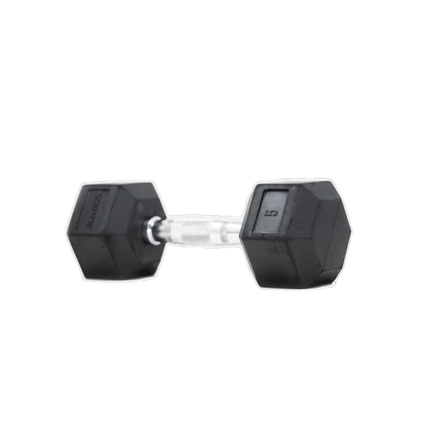 Rubber Hex Dumbbells (Sold Individually) - BLK BOX