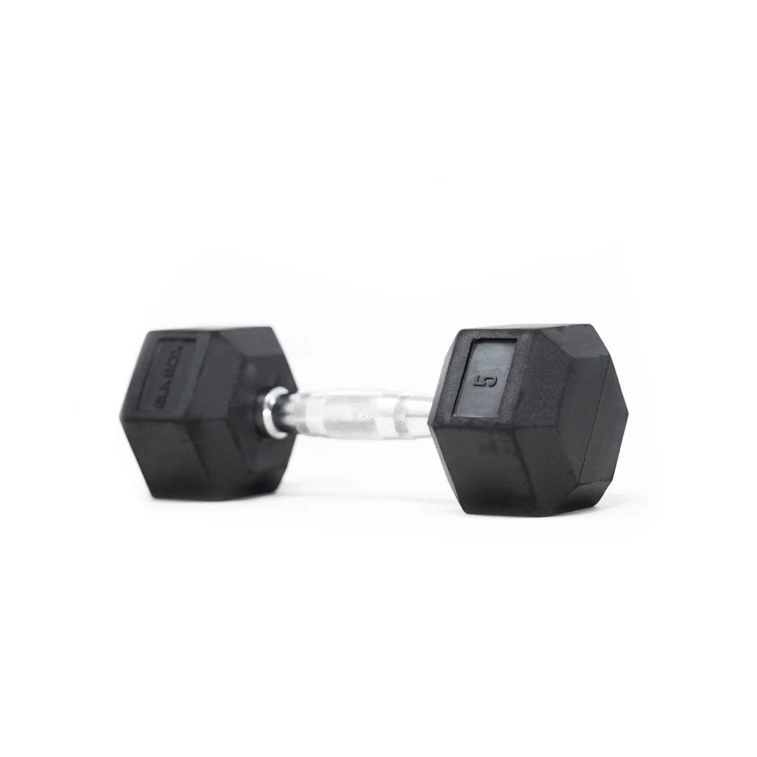 Rubber Hex Dumbbells (Sold Individually) - BLK BOX