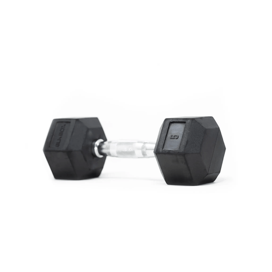 Rubber Hex Dumbbells (Sold Individually) - BLK BOX