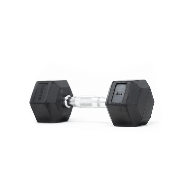 Rubber Hex Dumbbells (Sold Individually) - BLK BOX