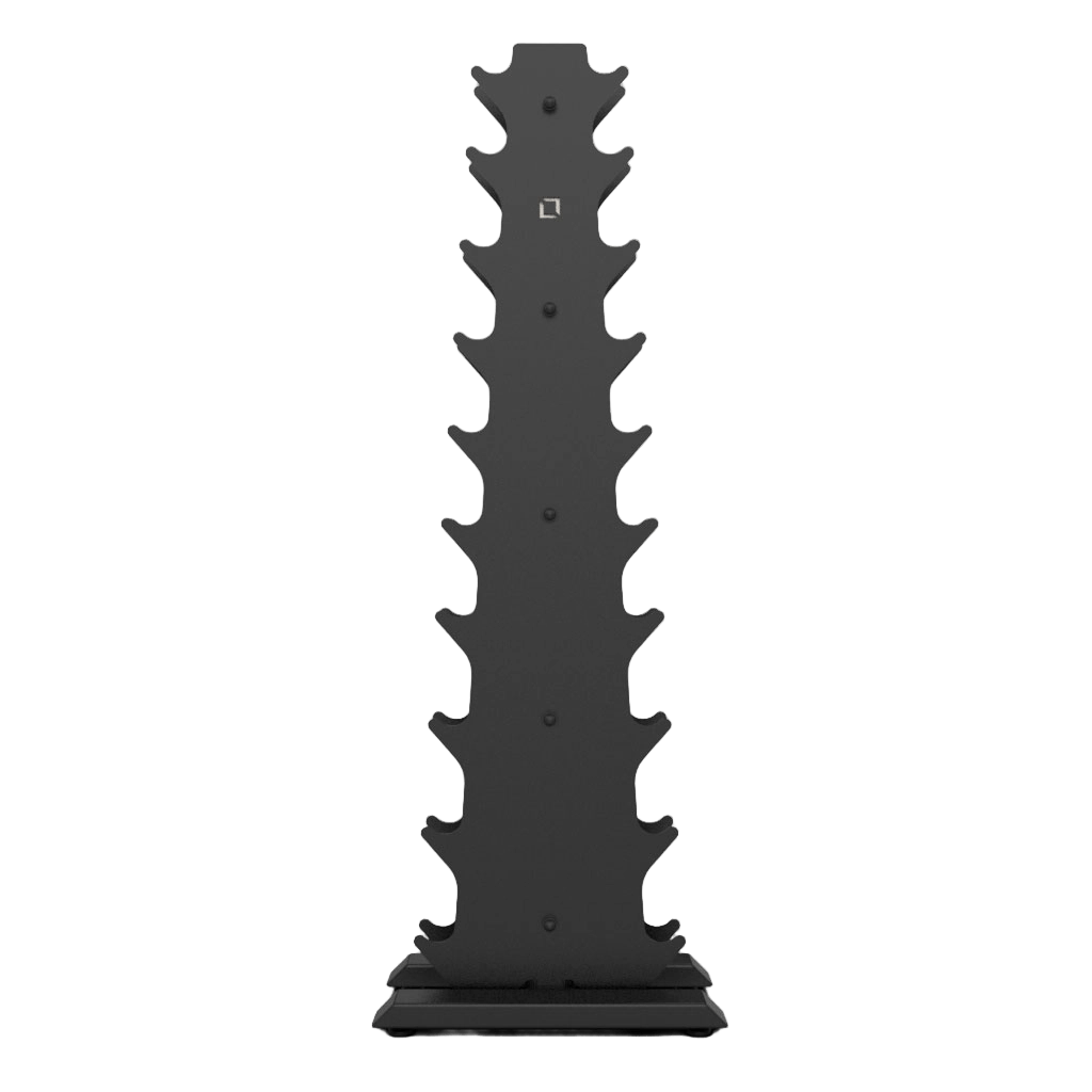 Vertical Dumbbell Rack with Premium Round Urethane Dumbbell Set - BLK BOX