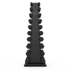 Vertical Dumbbell Rack with Rubber Hex DB Set - BLK BOX