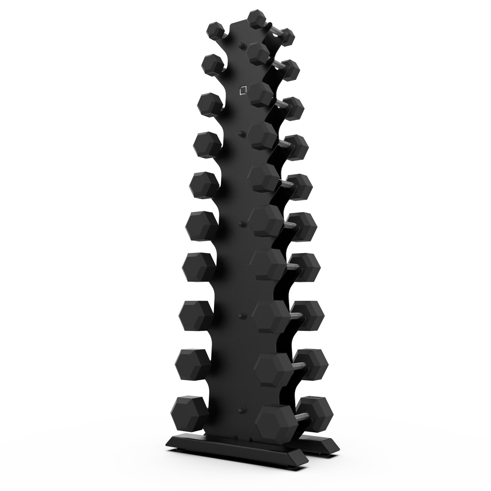 Vertical Dumbbell Rack with Rubber Hex DB Set - BLK BOX