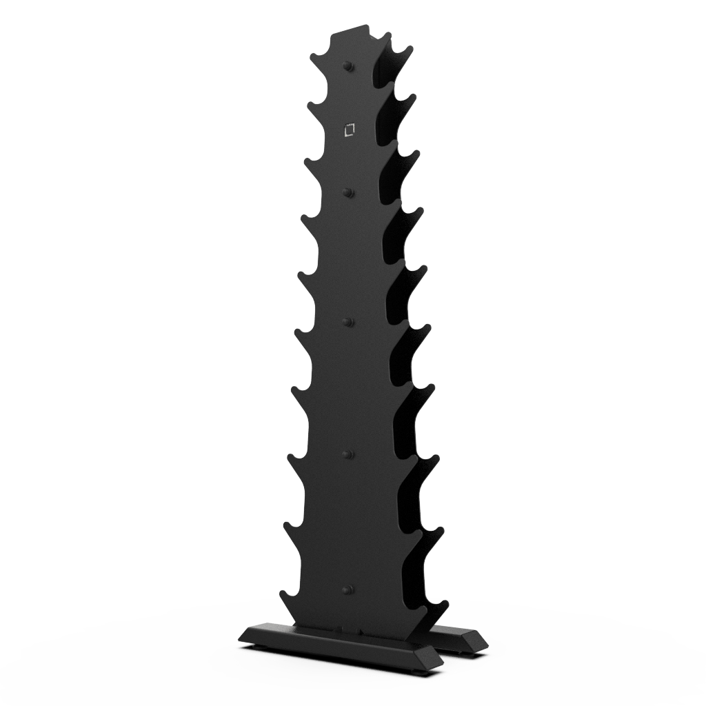 Vertical Dumbbell Rack with Rubber Hex DB Set - BLK BOX