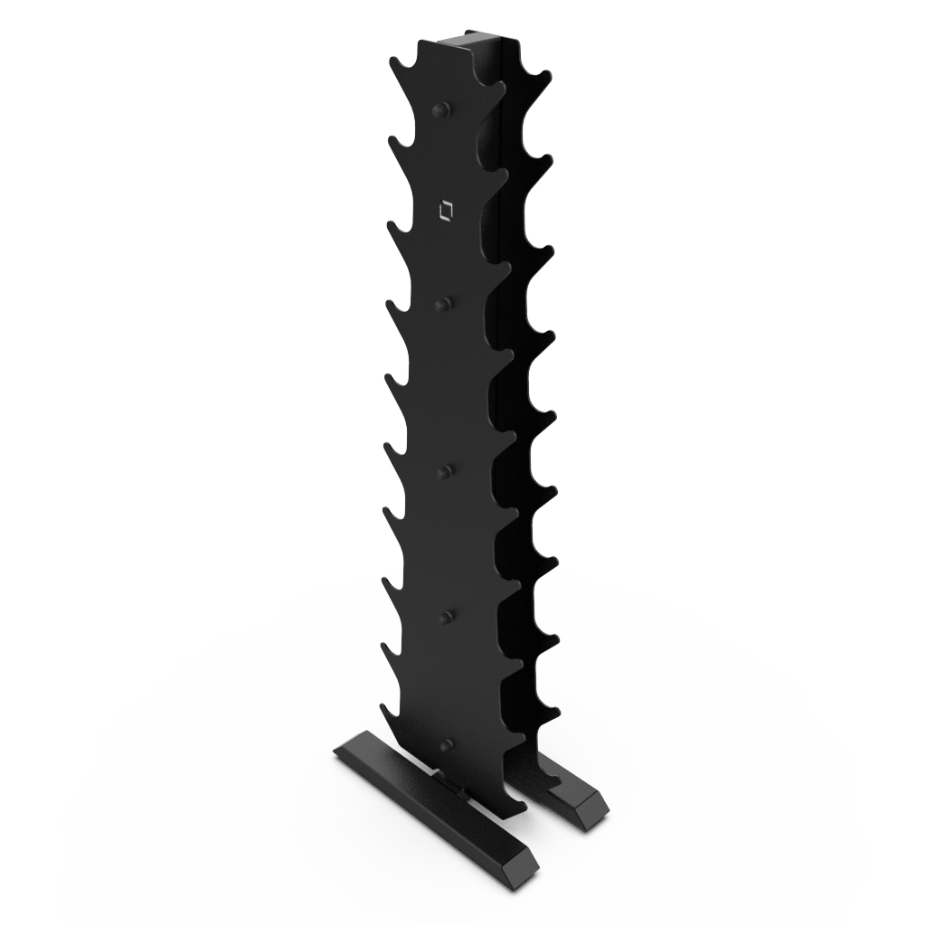 Vertical Dumbbell Rack with Rubber Hex DB Set - BLK BOX