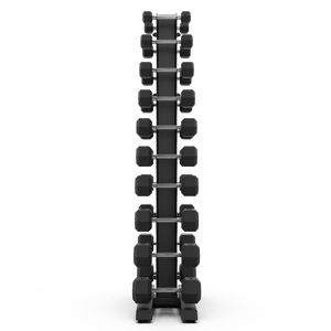 Vertical Dumbbell Rack with Rubber Hex DB Set - BLK BOX