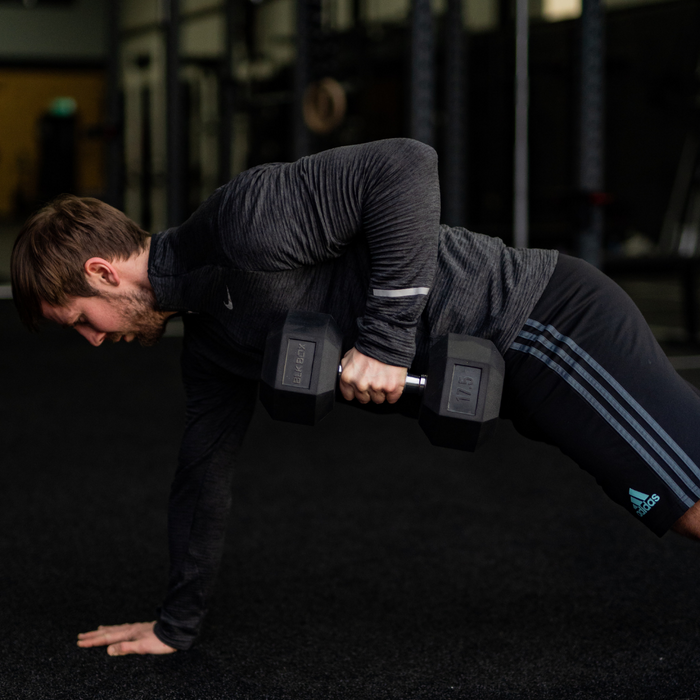 BLK BOX Rubber Hex Dumbbells - 2.5kg-25kg (Sold Individually)