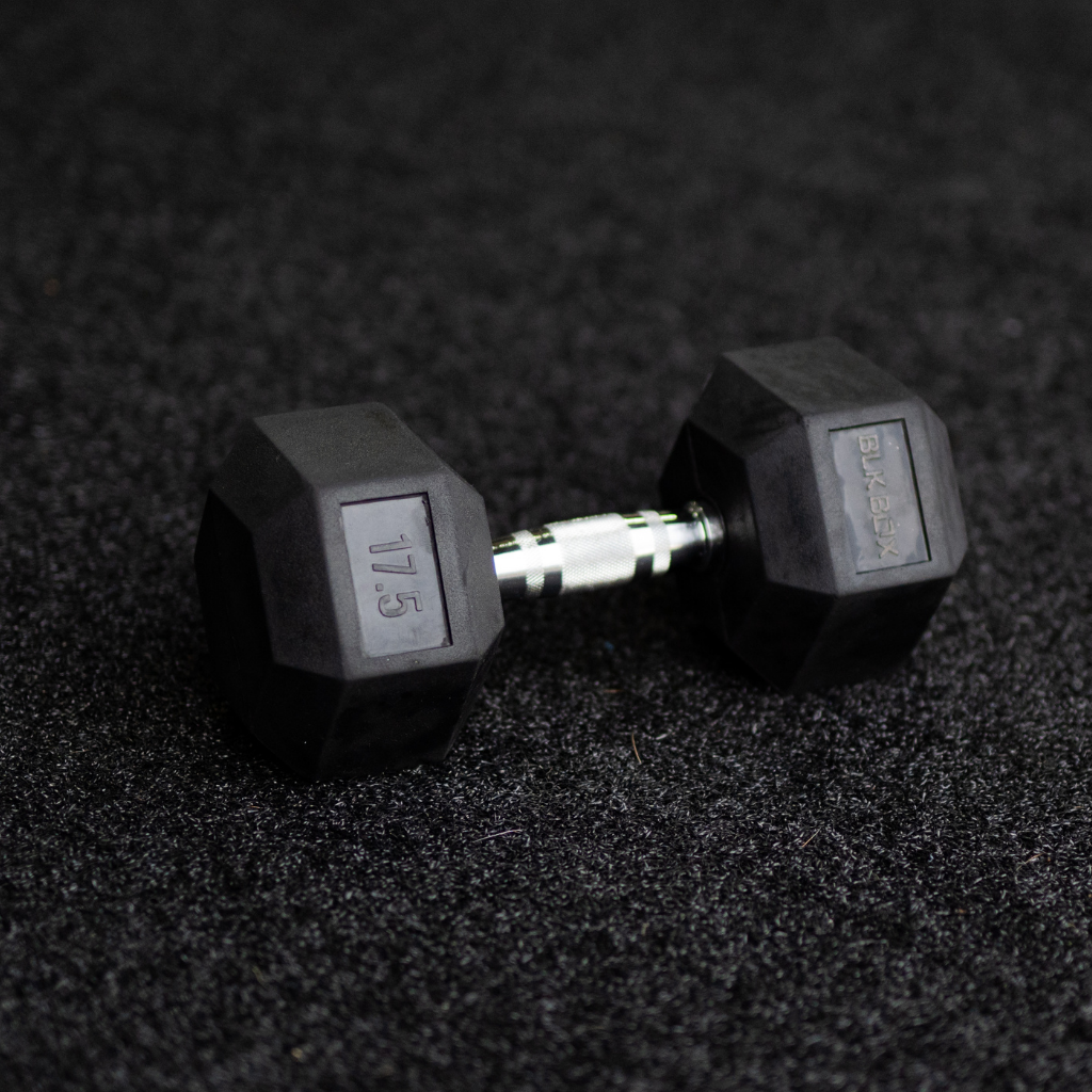 Rubber Hex Dumbbells 2.5kg 60kg Dumbbells BLK BOX