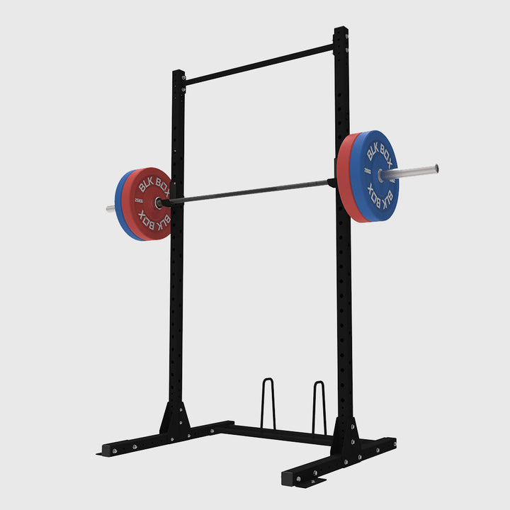 BLK BOX Blackout Squat Stand with Bumper Plate Storage