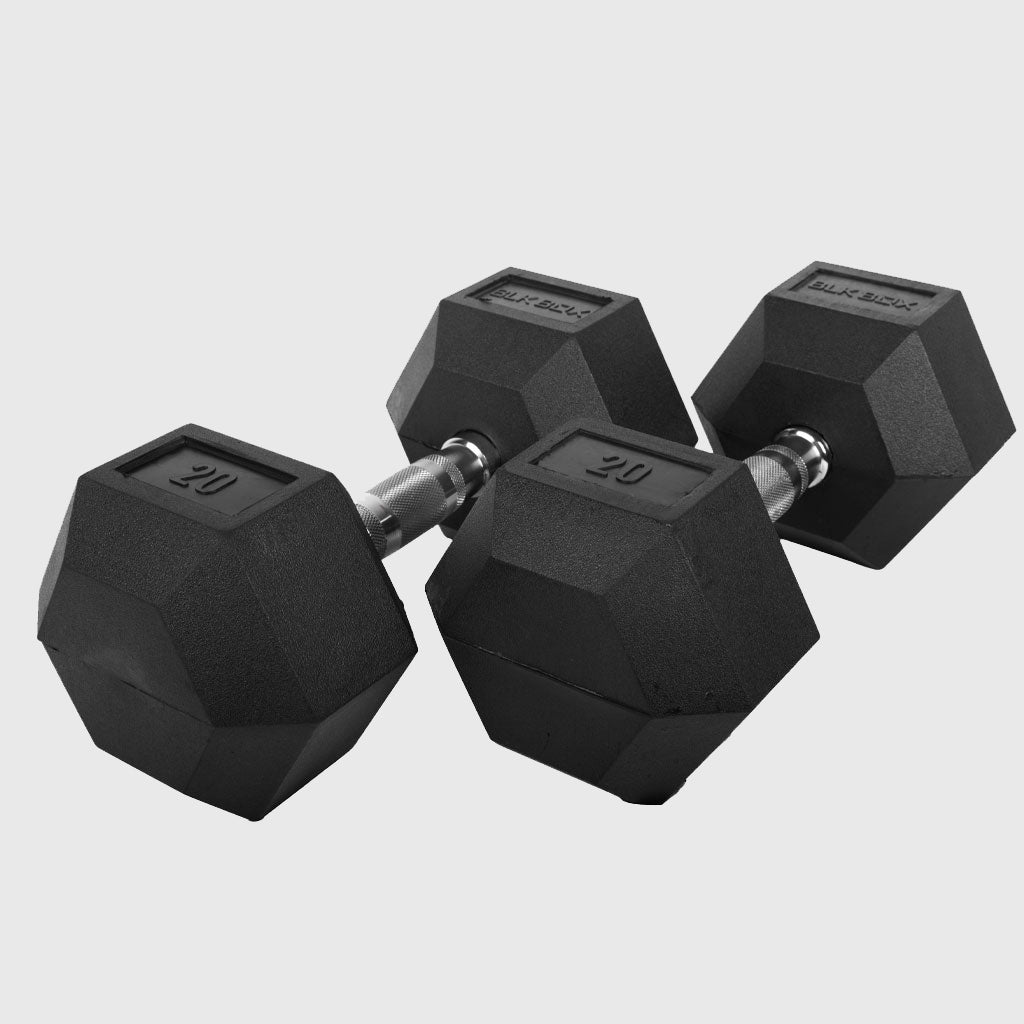 BLK BOX Rubber Hex Dumbbell Weight Sets