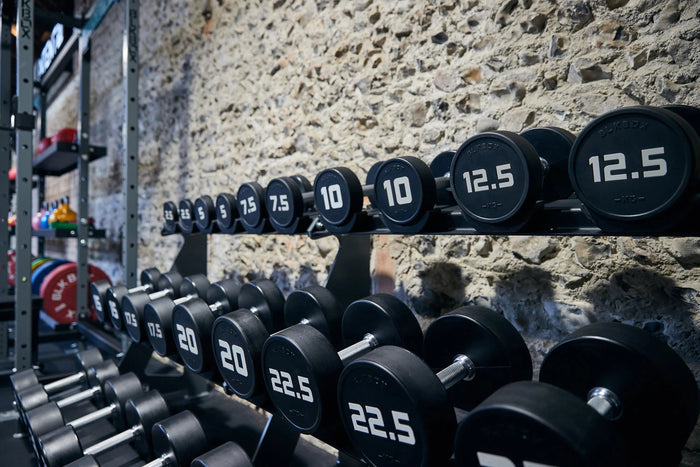 BLK BOX Premium Urethane Dumbbell Set with Storage Rack