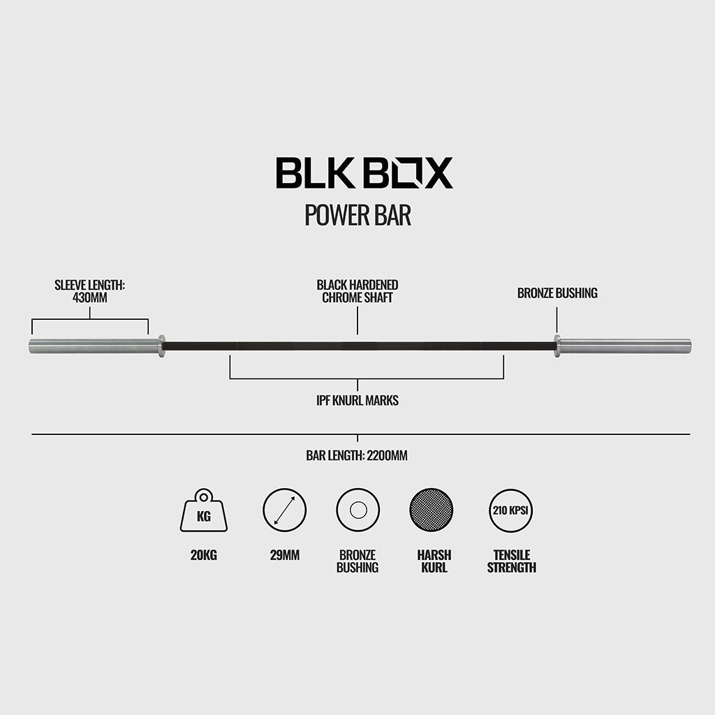 Power Bar - 20kg 7ft Barbell – BLK BOX