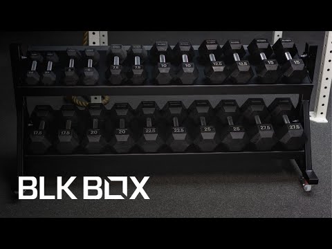 BLK BOX 2 Tier Dumbbell Rack on Wheels with 5 - 30kg Dumbbell Set