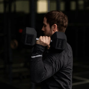 Rubber Hex Dumbbells (Sold Individually) - BLK BOX