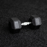 Rubber Hex Dumbbells (Sold Individually) - BLK BOX